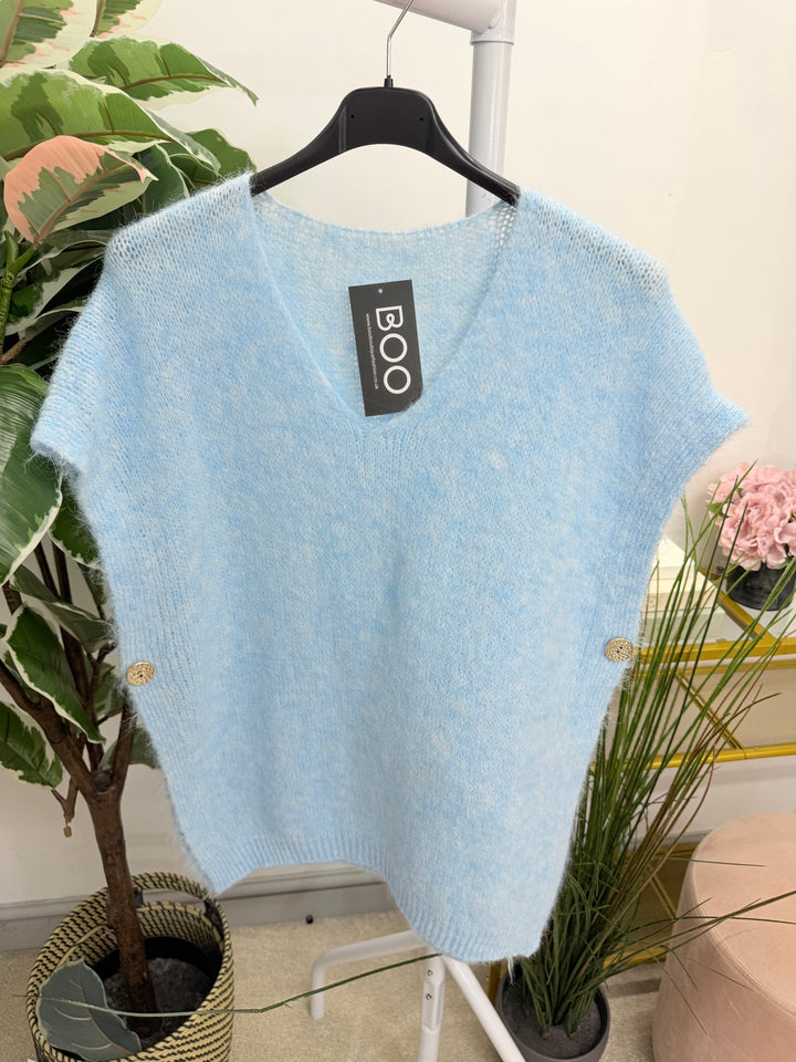 Womens fluffy sleeveless tank top jumper - white, oatmeal, black, blue, pink