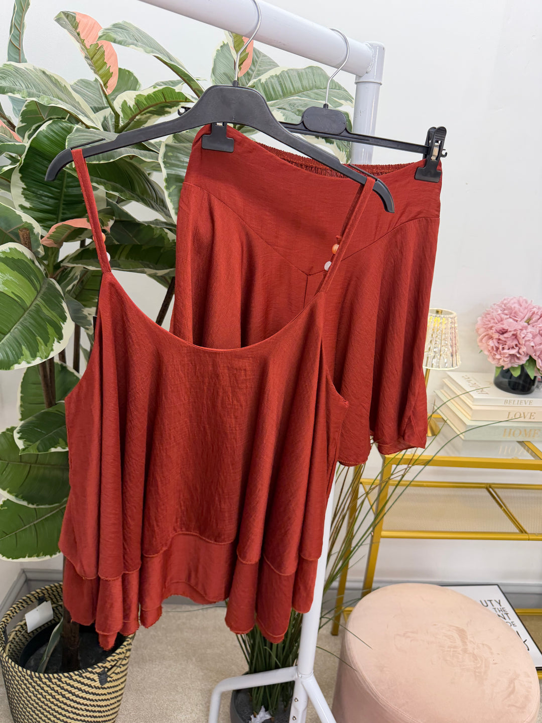 Ladies Shorts Co Ord Set - Black, Mocha, Rust & Chocolate