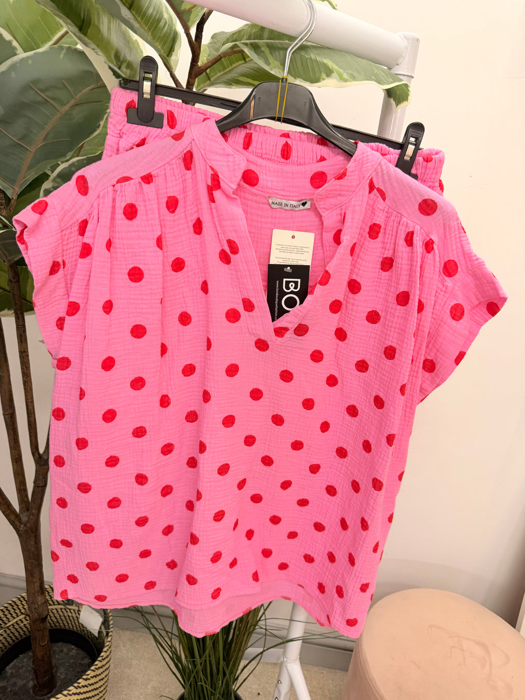 Ladies Fashion Polka Dot Shorts Co Ord Set - Blue, Navy, Pink