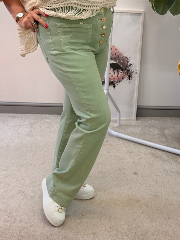 The TRACEY sage denim wide leg jeans - size 6 to 14