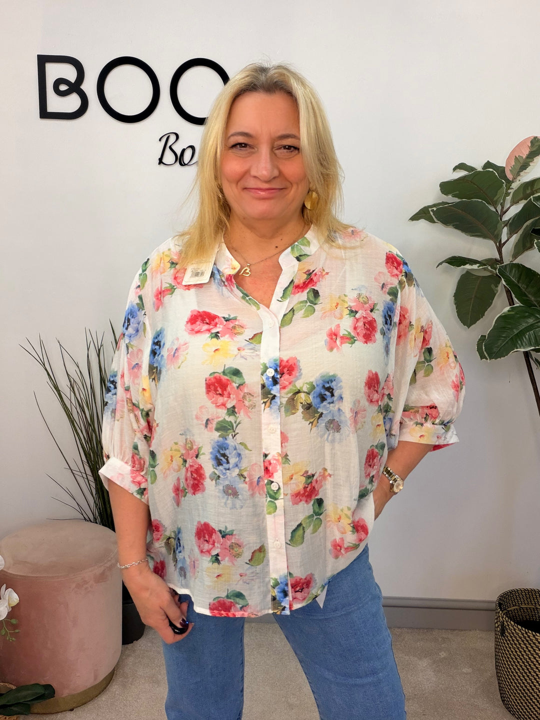 Ladies Fashion Pretty Floral Print Blouse Top