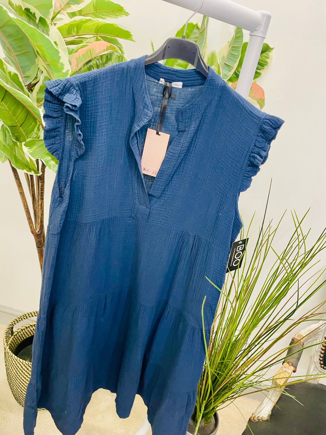 LADIES CHEESECLOTH SMOCK SUMMER MIDI DRESS - LEMON, WHITE, PINK, NAVY, BLUE, KHAKI, BEIGE