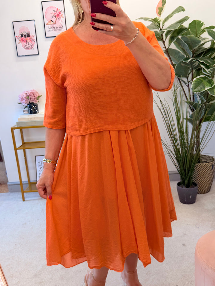 Ladies Cotton Summer Dress & Top Co Ord - White, Black, Orange