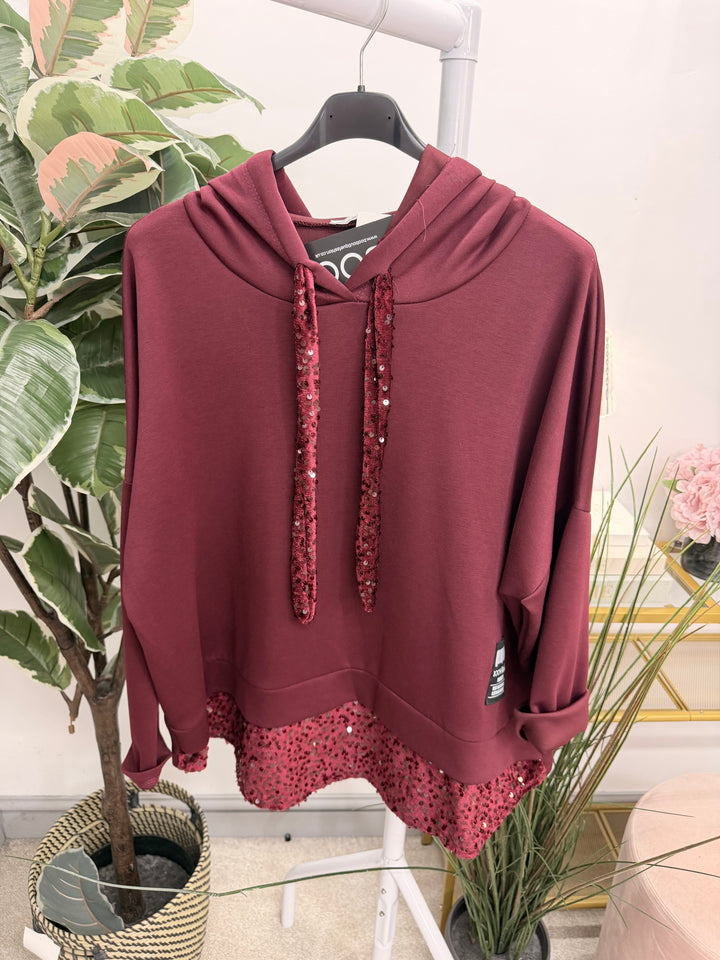 The PAULA scuba sequin hoodie top - 3 colours