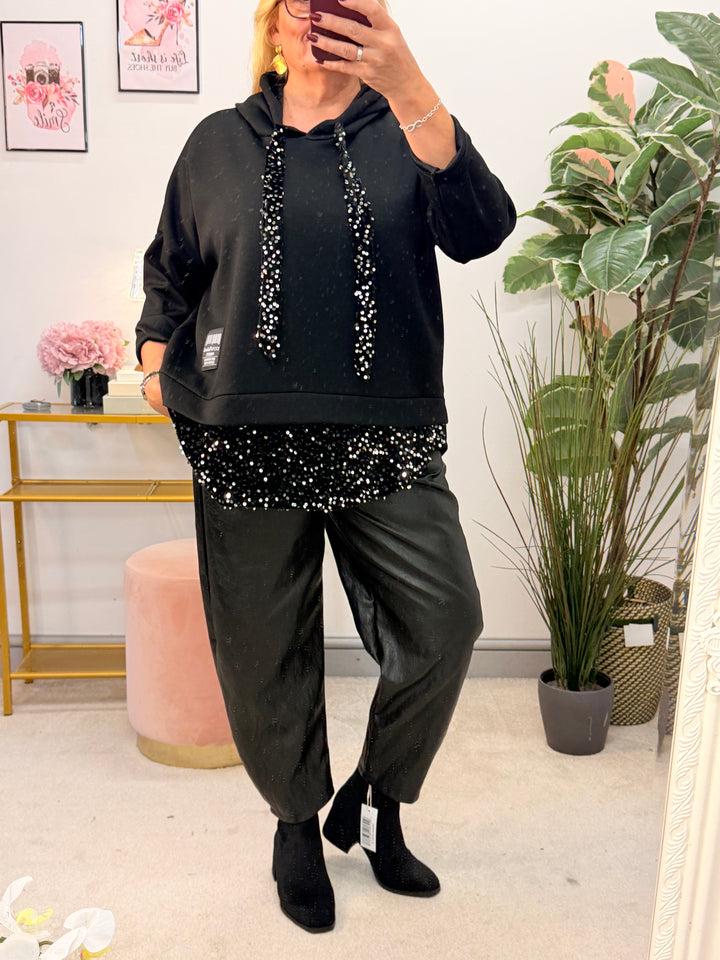 The PAULA scuba sequin hoodie top - 3 colours