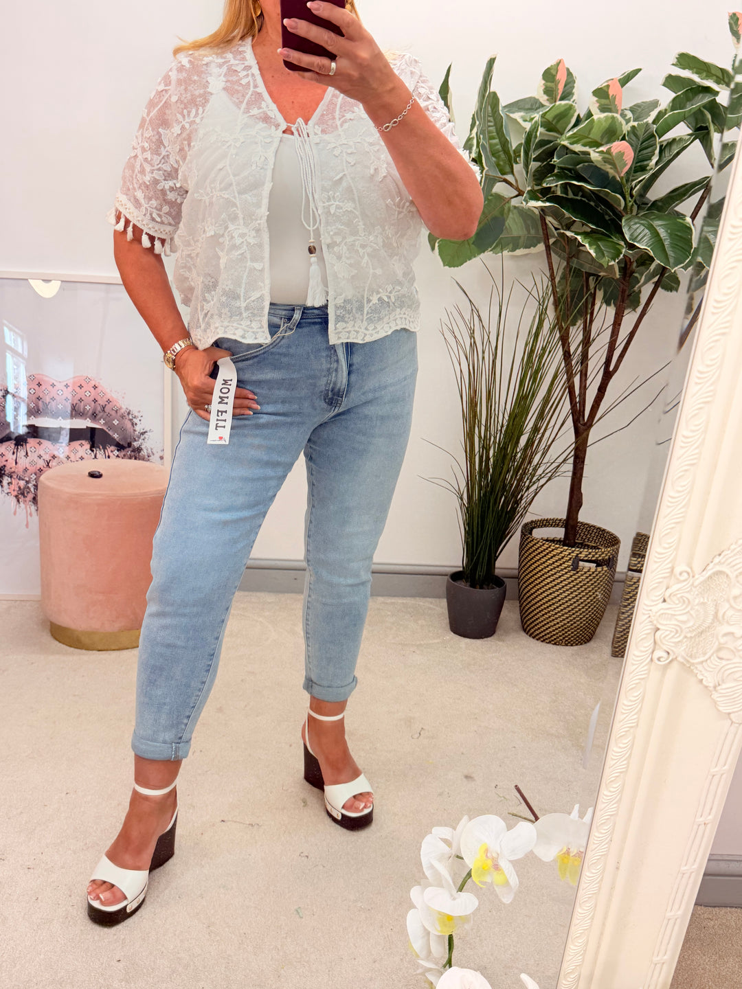 Ladies Blue Denim Mom Fit Jeans - size 6 to 14