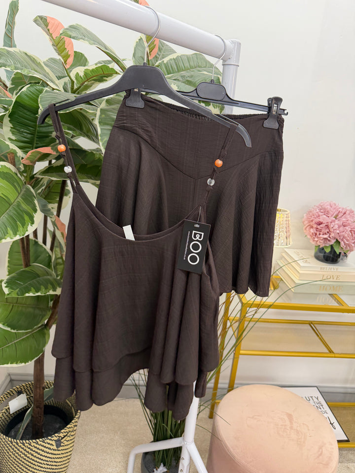 Ladies Shorts Co Ord Set - Black, Mocha, Rust & Chocolate