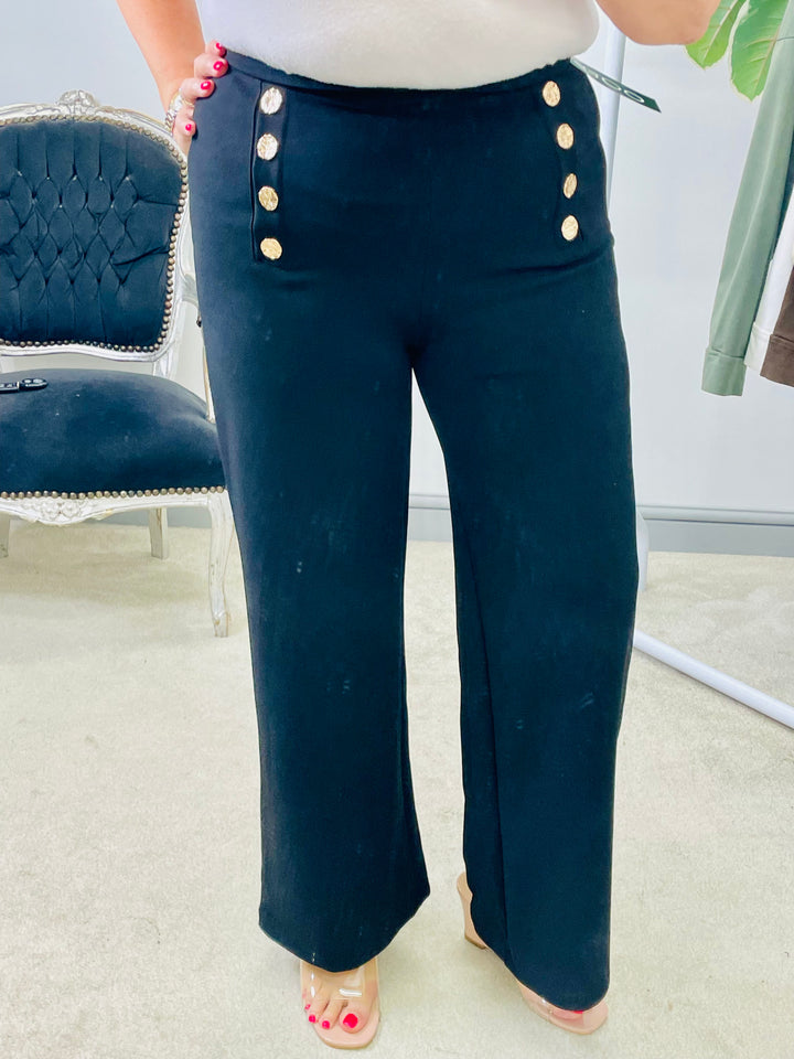 LADIES BLACK STRAIGHT LEG TROUSERS