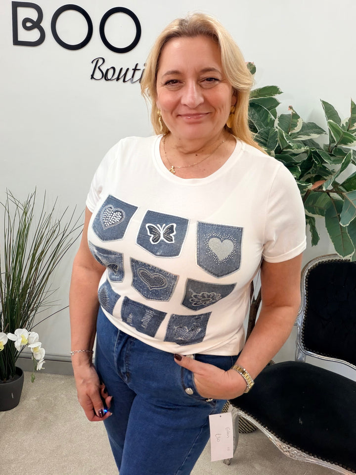 LADIES FASHION WHITE STRETCH T SHIRT