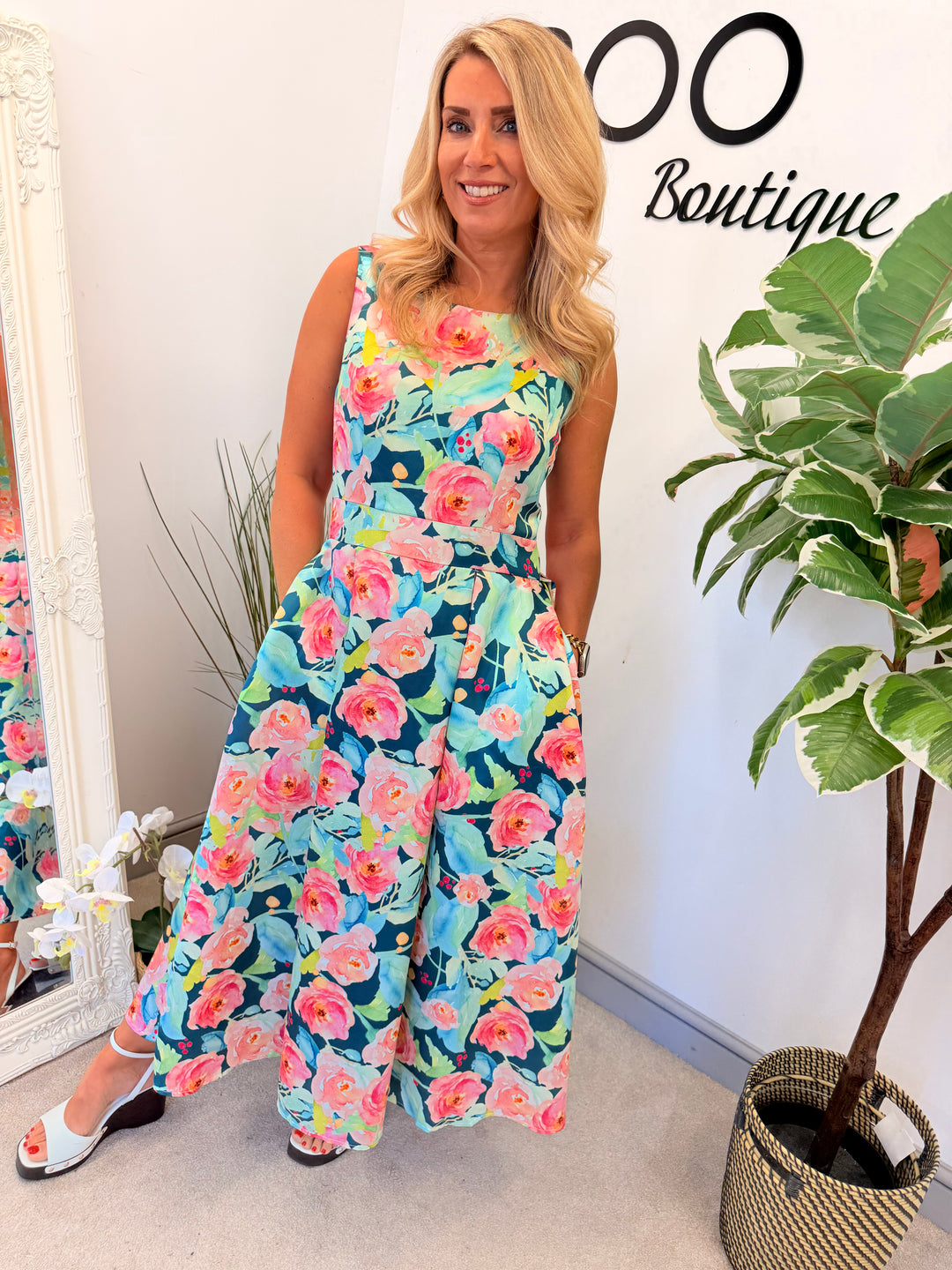 Ladies Floral Print Summer Event A Line Dress