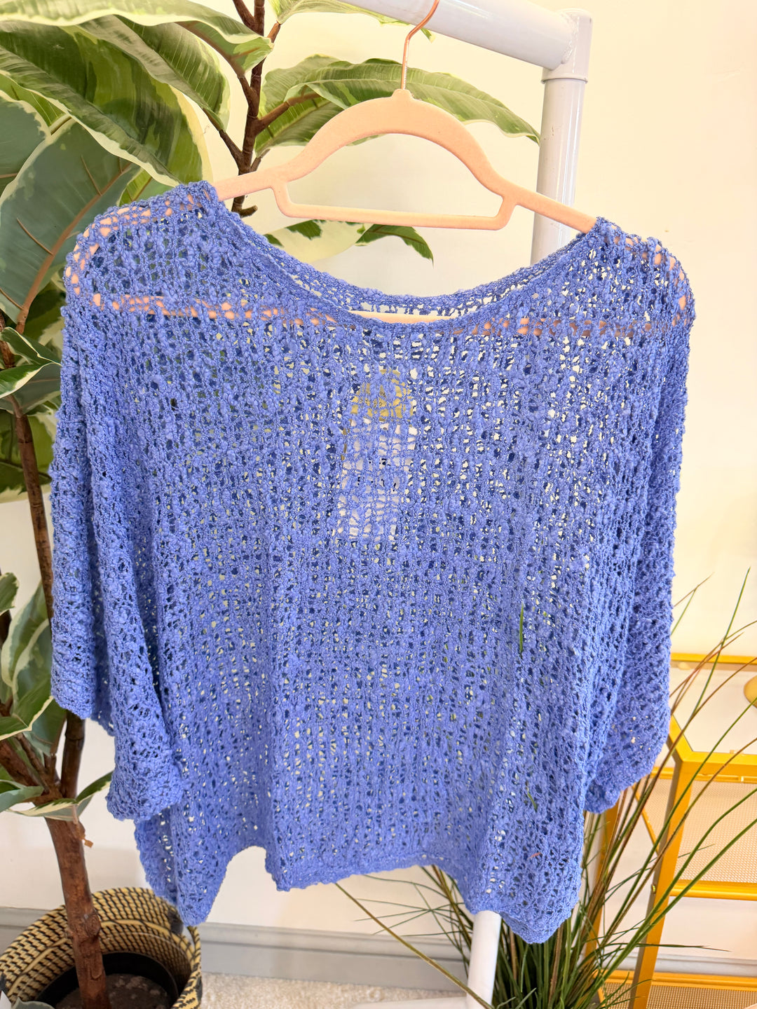 Ladies Oversize Crochet Poncho Top - Lime, White, Blue, Pink & Orange