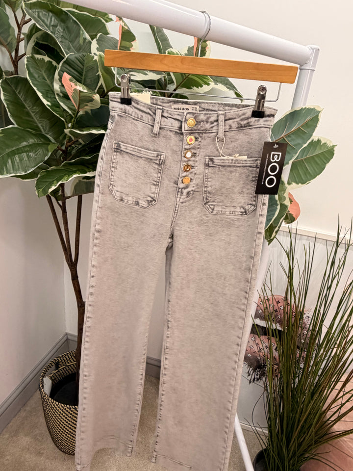The MILLY grey denim wide leg jeans - size 6 to 14