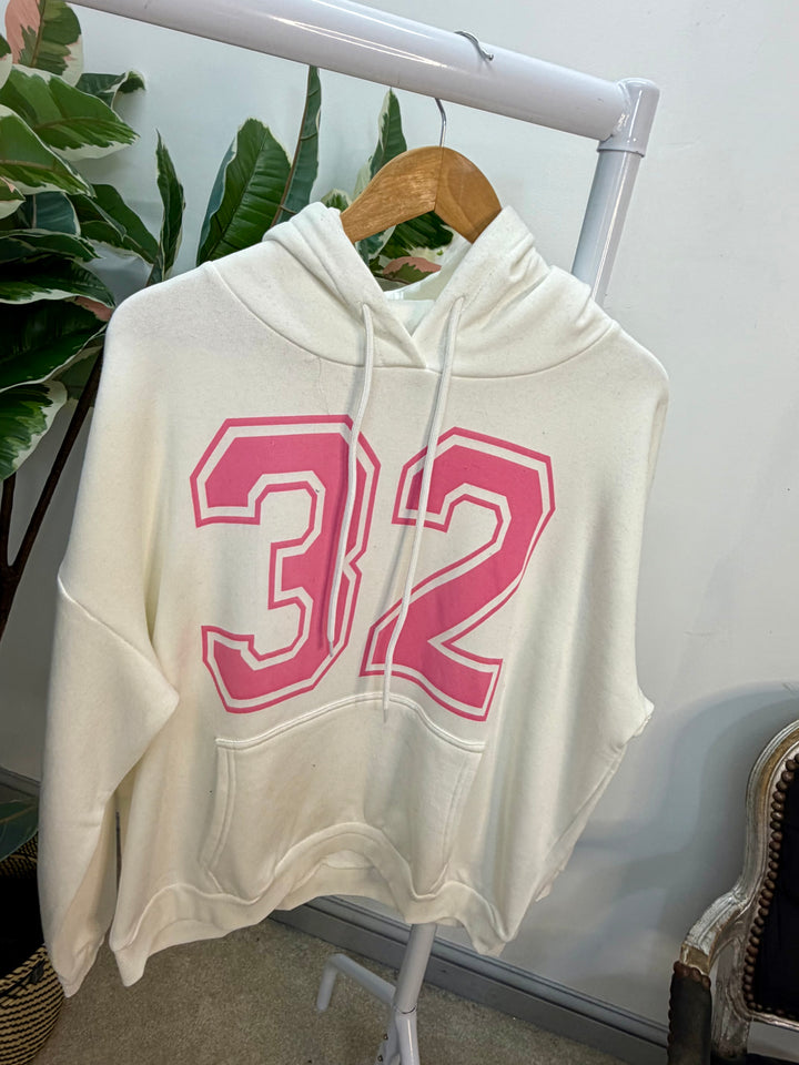 LADIES FASHION HOODIE SWEATSHIRT TOP - WHITE, GREY, NAVY, PINK & LEMON