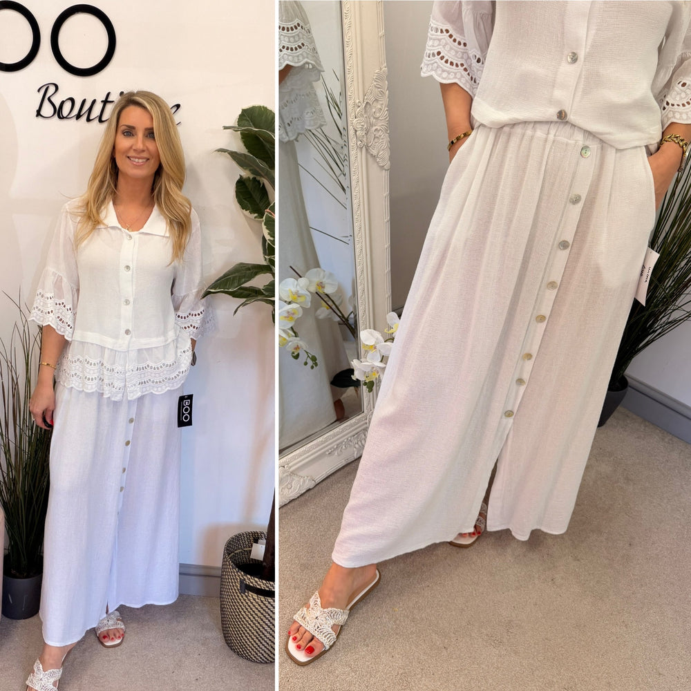 Ladies Fashion Teabag Linen Maxi Skirt - pink, blue, turquoise, beige, white, lime