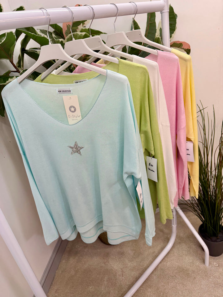 LADIES FASHION FINE KNIT TOP - WHITE, YELLOW, MINT, PINK, LIME