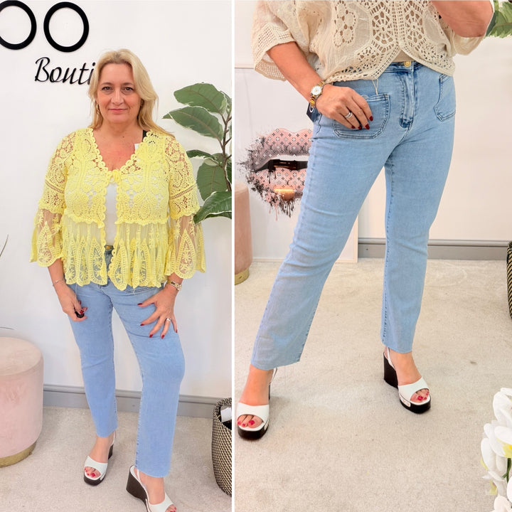 Ladies Fashion Blue Ankle Grazer Jeans