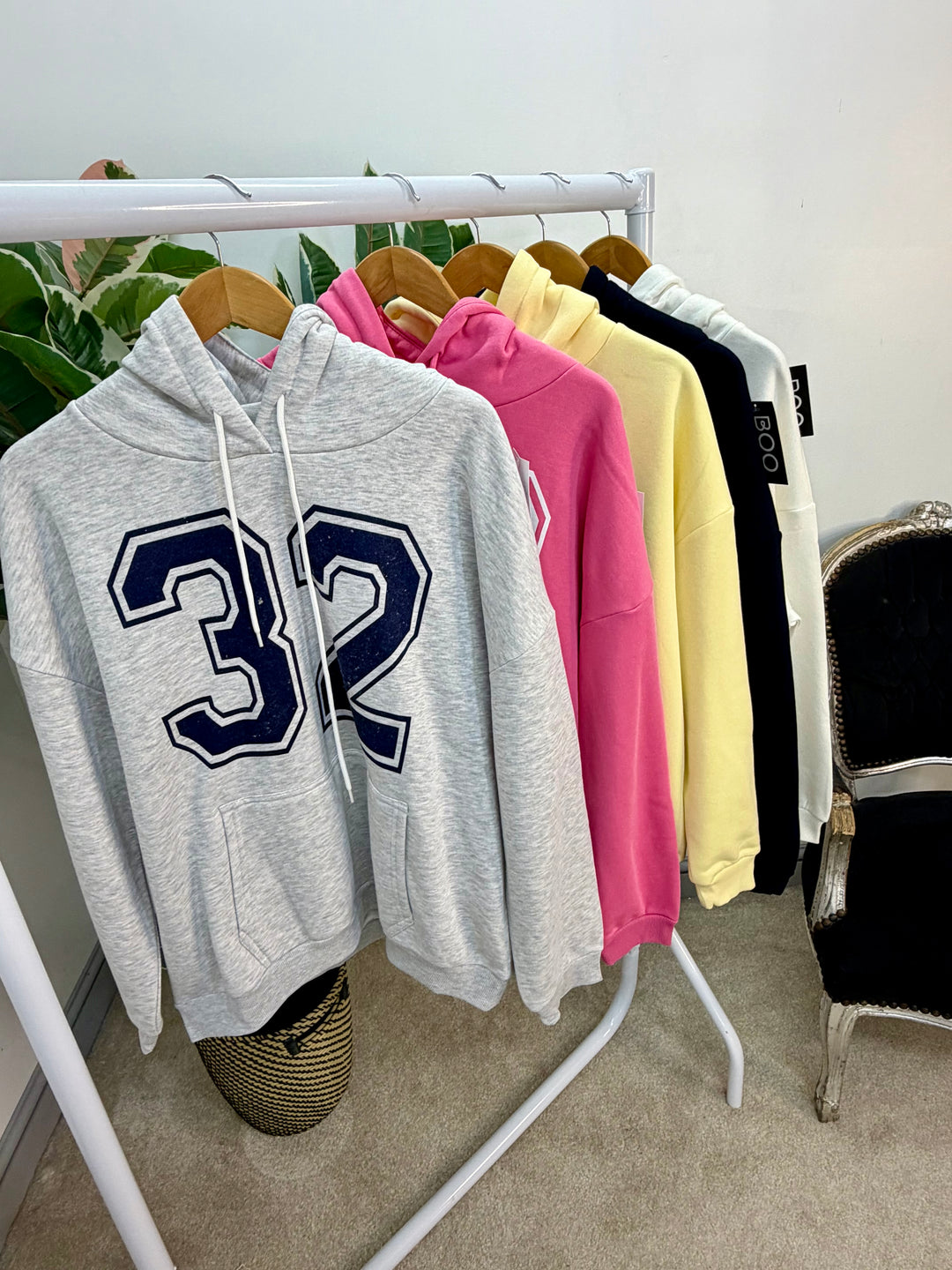 LADIES FASHION HOODIE SWEATSHIRT TOP - WHITE, GREY, NAVY, PINK & LEMON