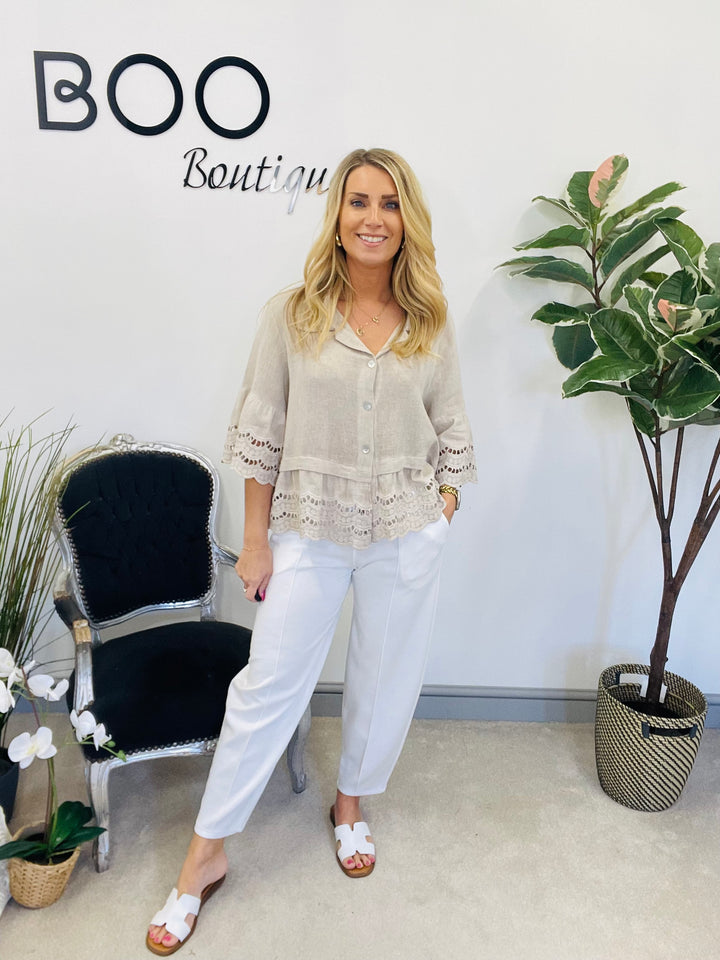 The ANNIE trousers - white and beige
