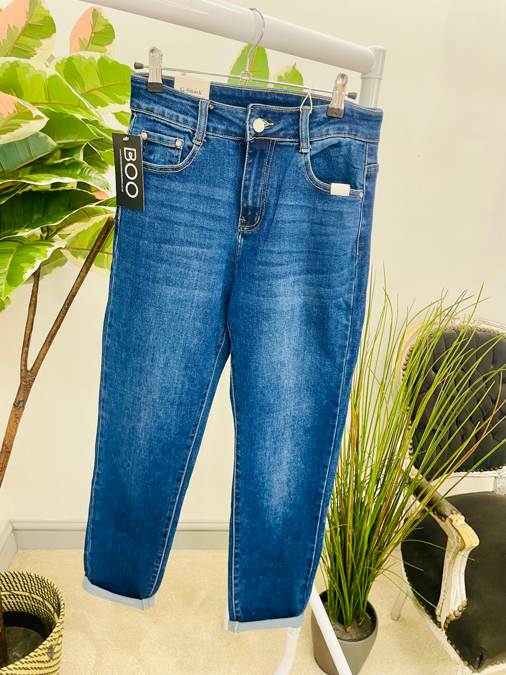 LADIES BLUE MOM FIT DENIM JEANS