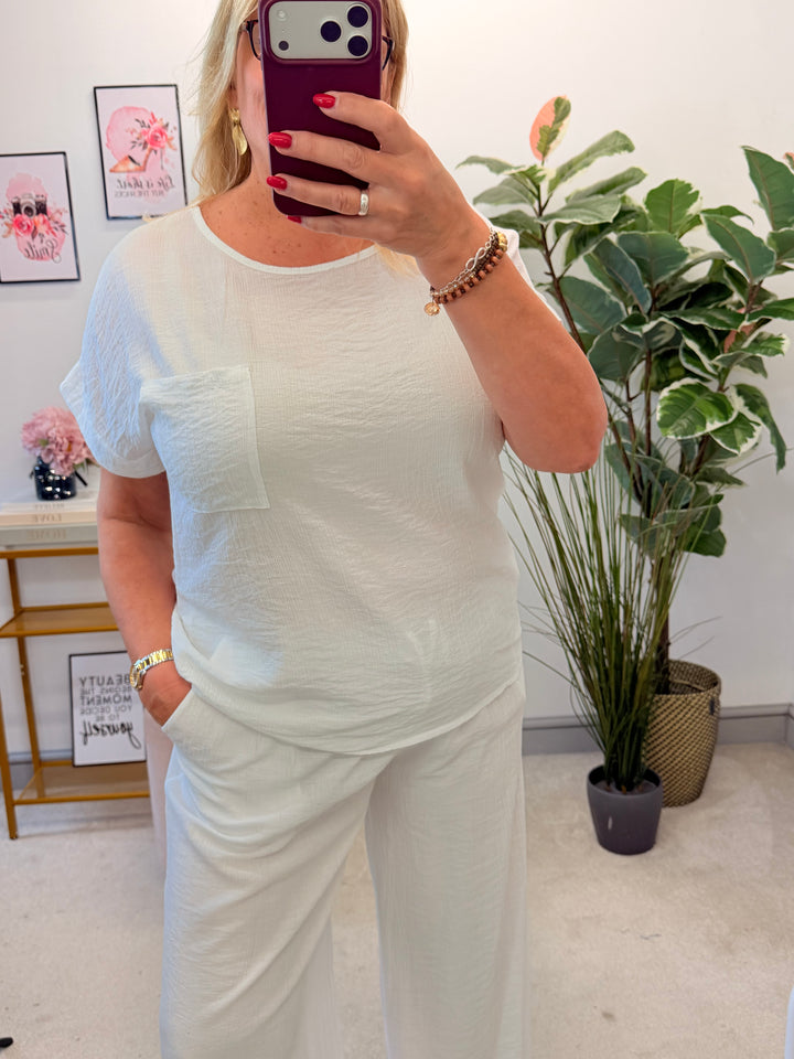 Ladies Non Crease Short Sleeve Top - Lime, White, Brown & Coral