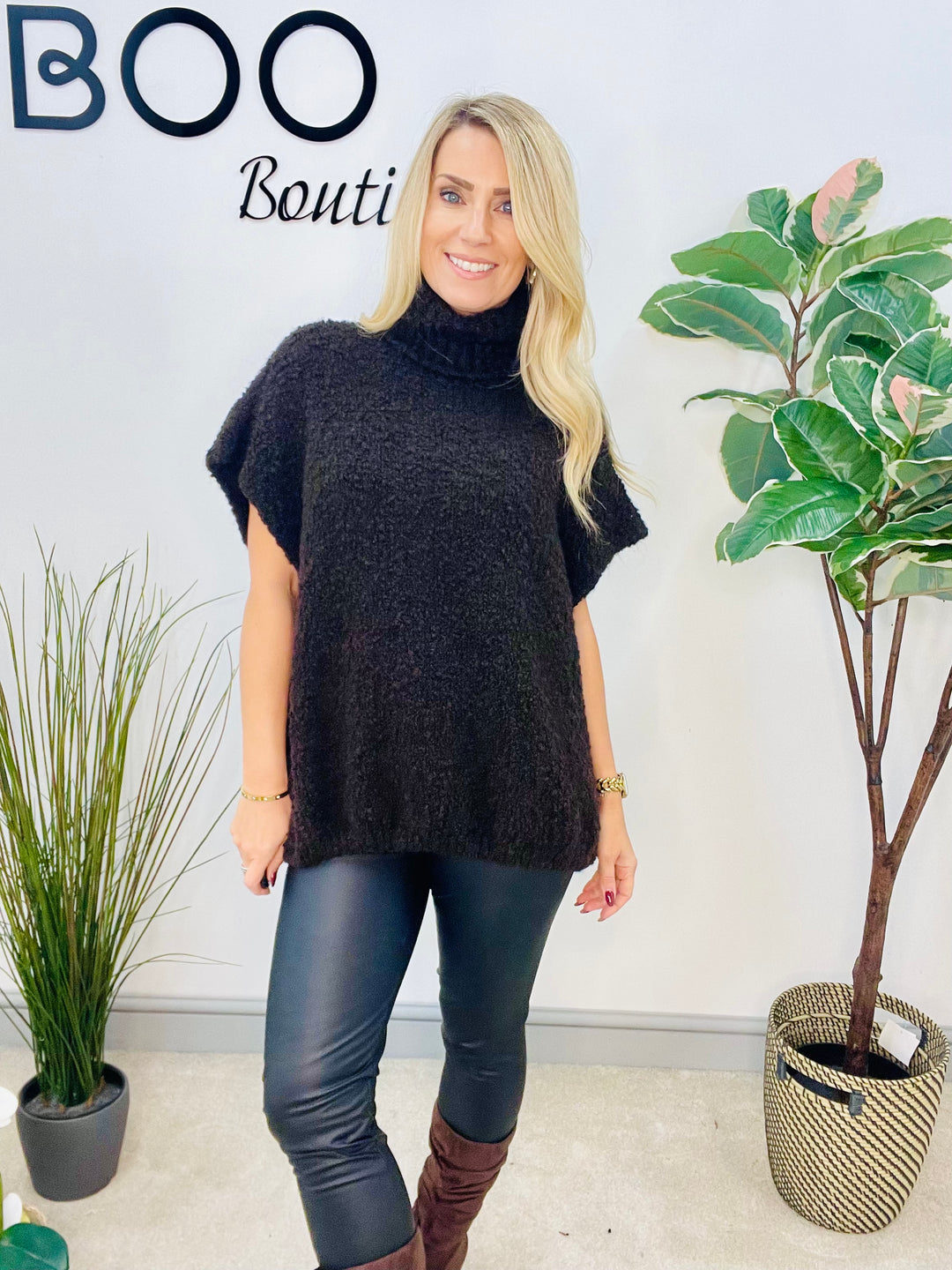 LADIES POPCORN KNIT ROLL NECK JUMPER - WHITE, BLACK, BROWN, BEIGE & BURGUNDY