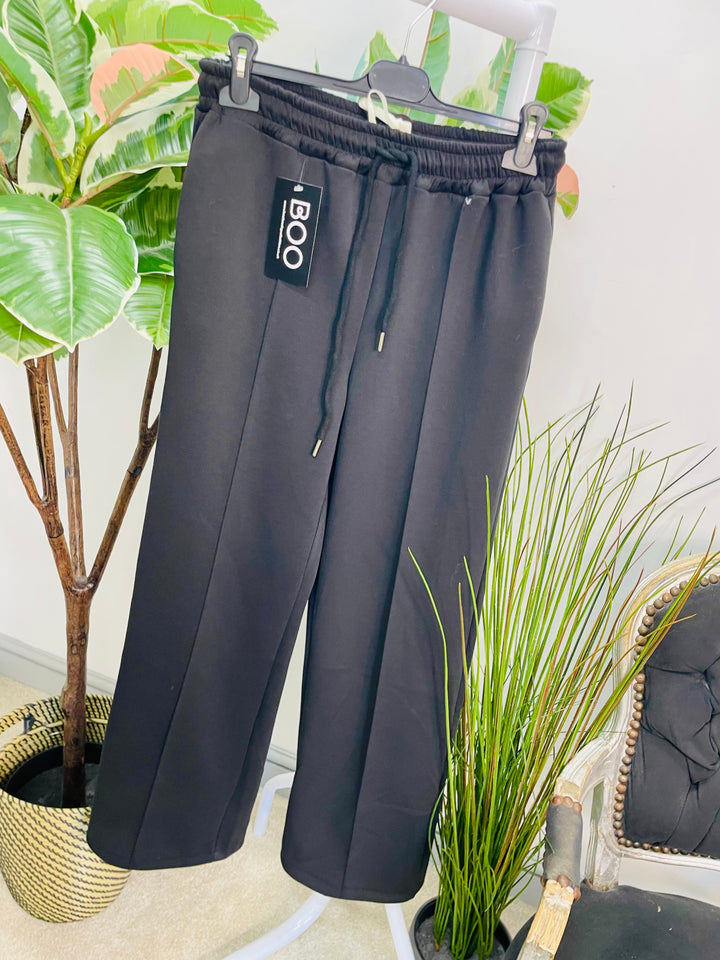 LADIES STRAIGHT LEG JOGGY STYLE TROUSERS - BLACK, NAVY, MOCHA & BEIGE