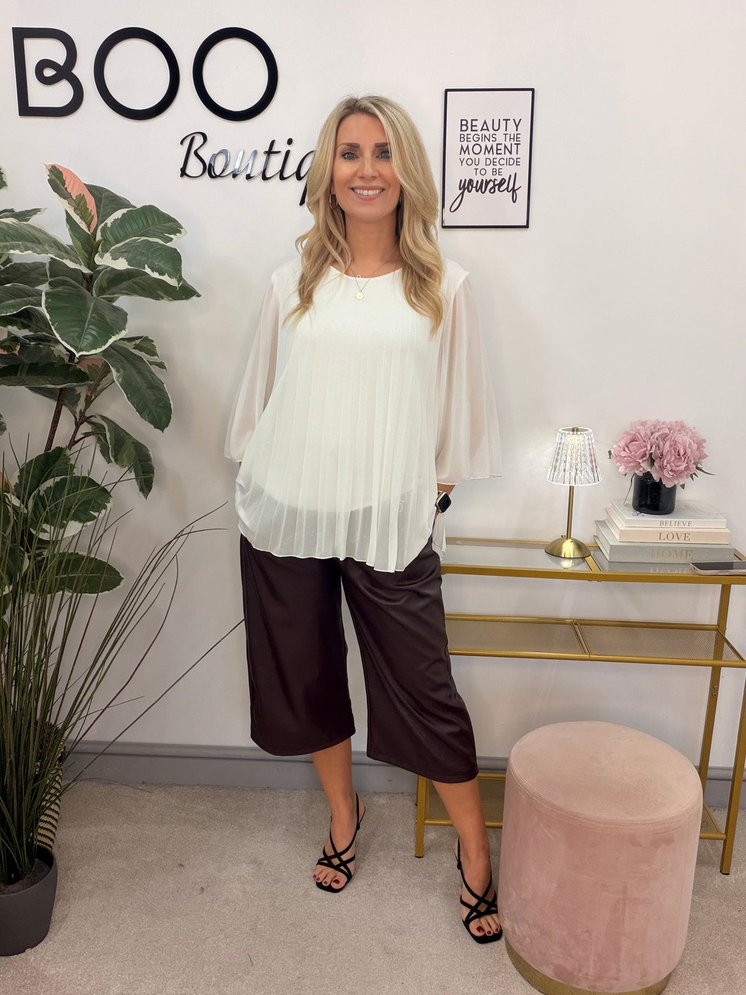 The LAUREN sparkly chiffon pleated top - 3 colours