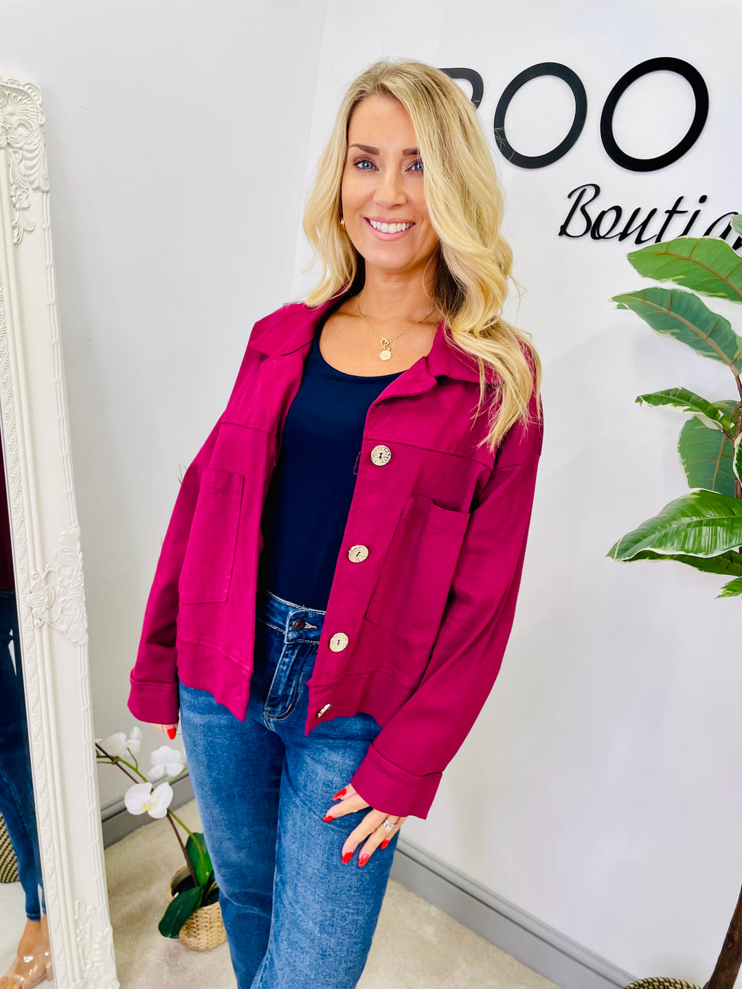 LADIES STRETCH BOX CASUAL JACKET - BLACK, BEIGE, KHAKI, BURGUNDY, BROWN & WHITE
