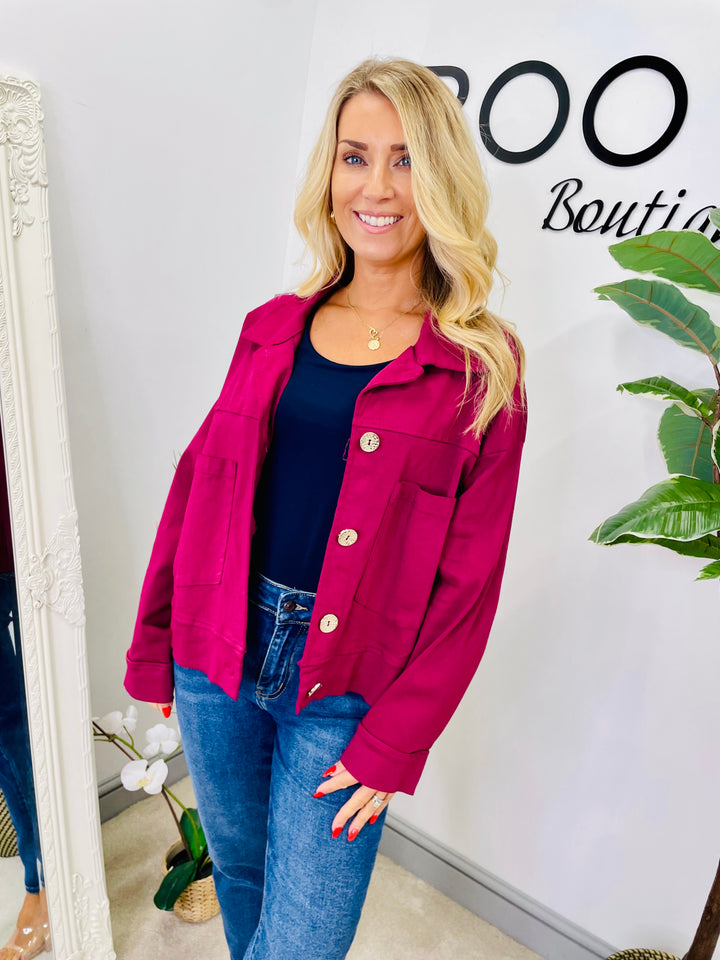 LADIES STRETCH BOX CASUAL JACKET - BLACK, BEIGE, KHAKI, BURGUNDY, BROWN & WHITE