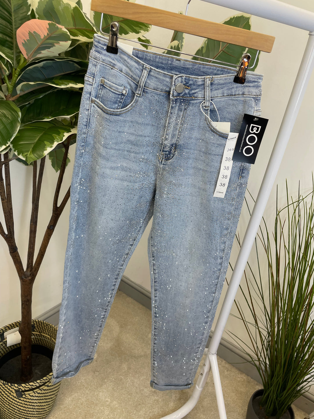 LADIES FASHION SPARKLY DIAMANTE JEANS