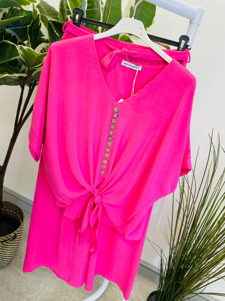 LADIES TROUSER CO ORD SET - BLACK, PINK, GREEN, BLUE, RED, ORANGE