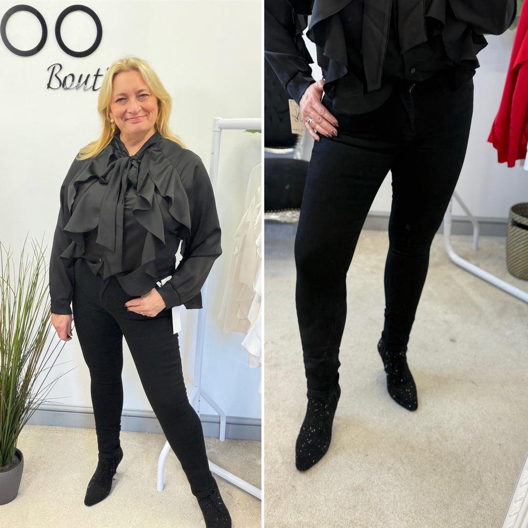 LADIES FASHION BLACK SKINNY JEANS