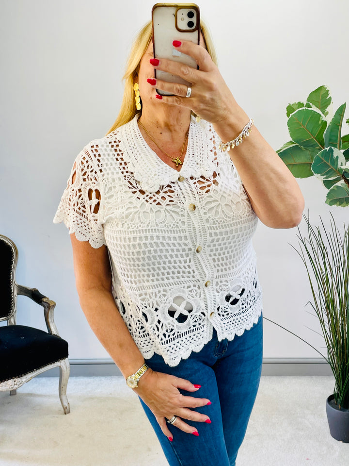 The SUSAN white crochet top