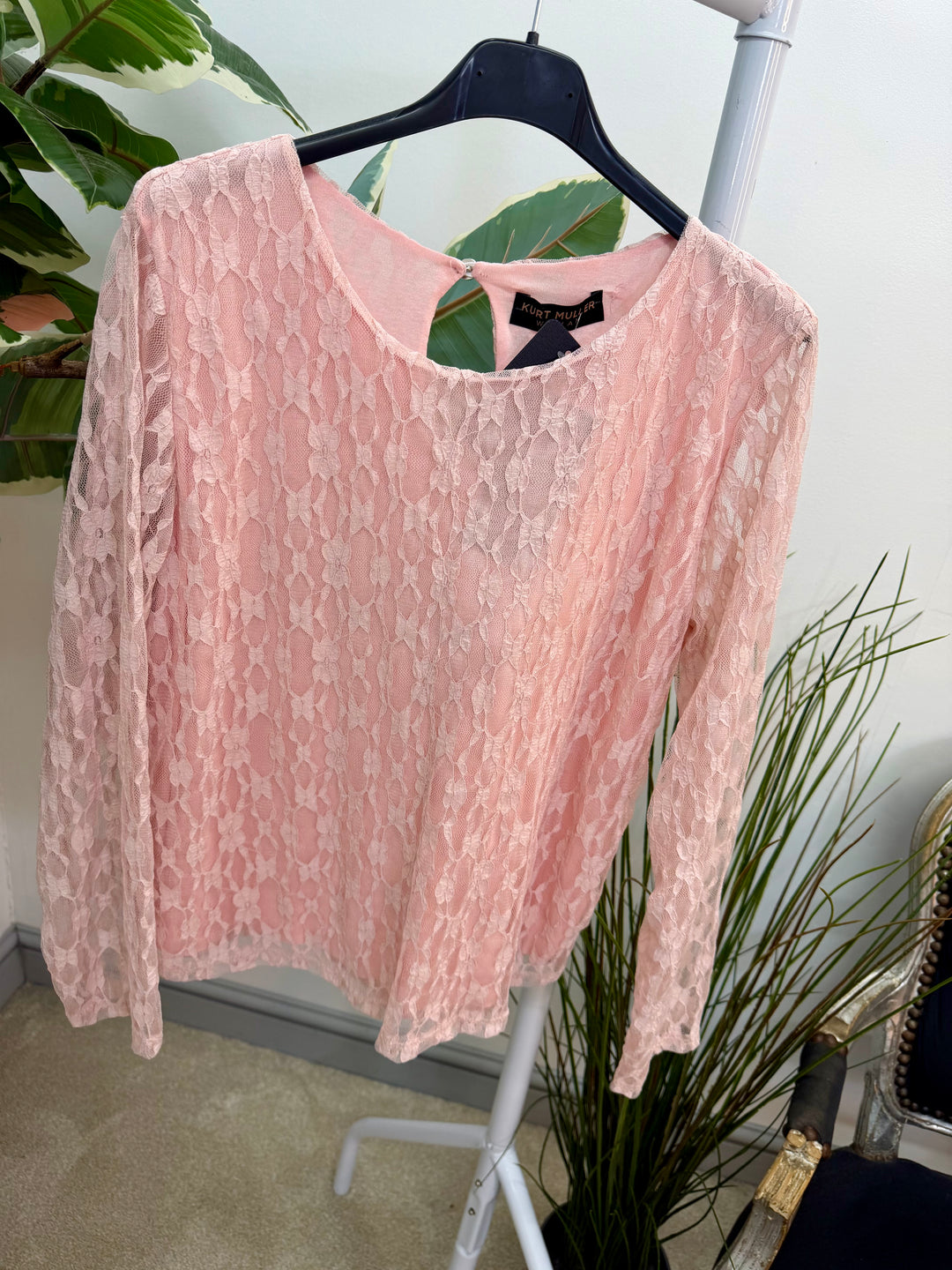 LADIES FASHION LACY LONG SLEEVE TOP - LEMON, WHITE, BLUE & PINK
