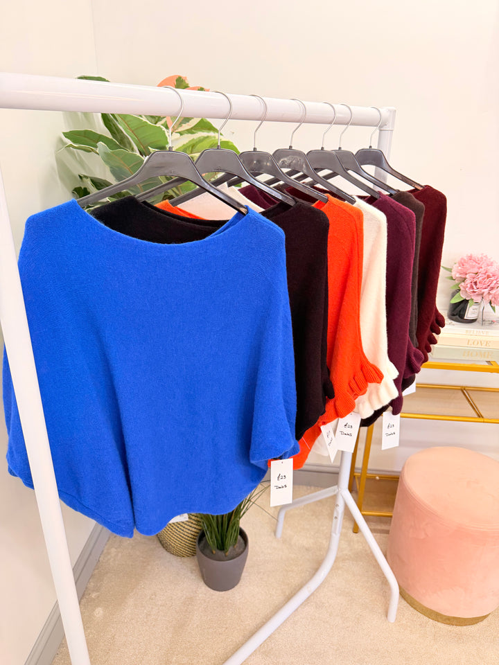 Ladies Fashion Slouch Jumper - black, orange, blue, white, plum, wine, brown