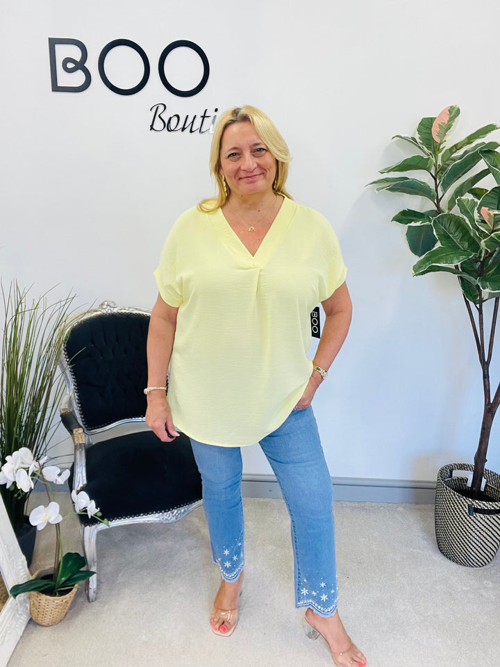 LADIES WOMENS CASUAL V NECK TOP - WHITE, BLACK, BLUE, PINK, YELLOW, NAVY, CORAL