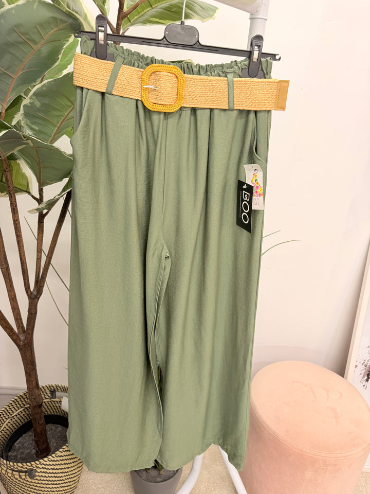 Ladies Fashion Wide Leg Trousers khaki