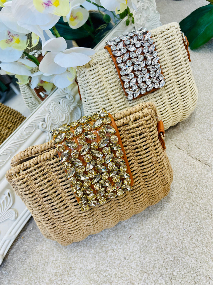 WOVEN DIAMANTÉ BAG - 2 colours