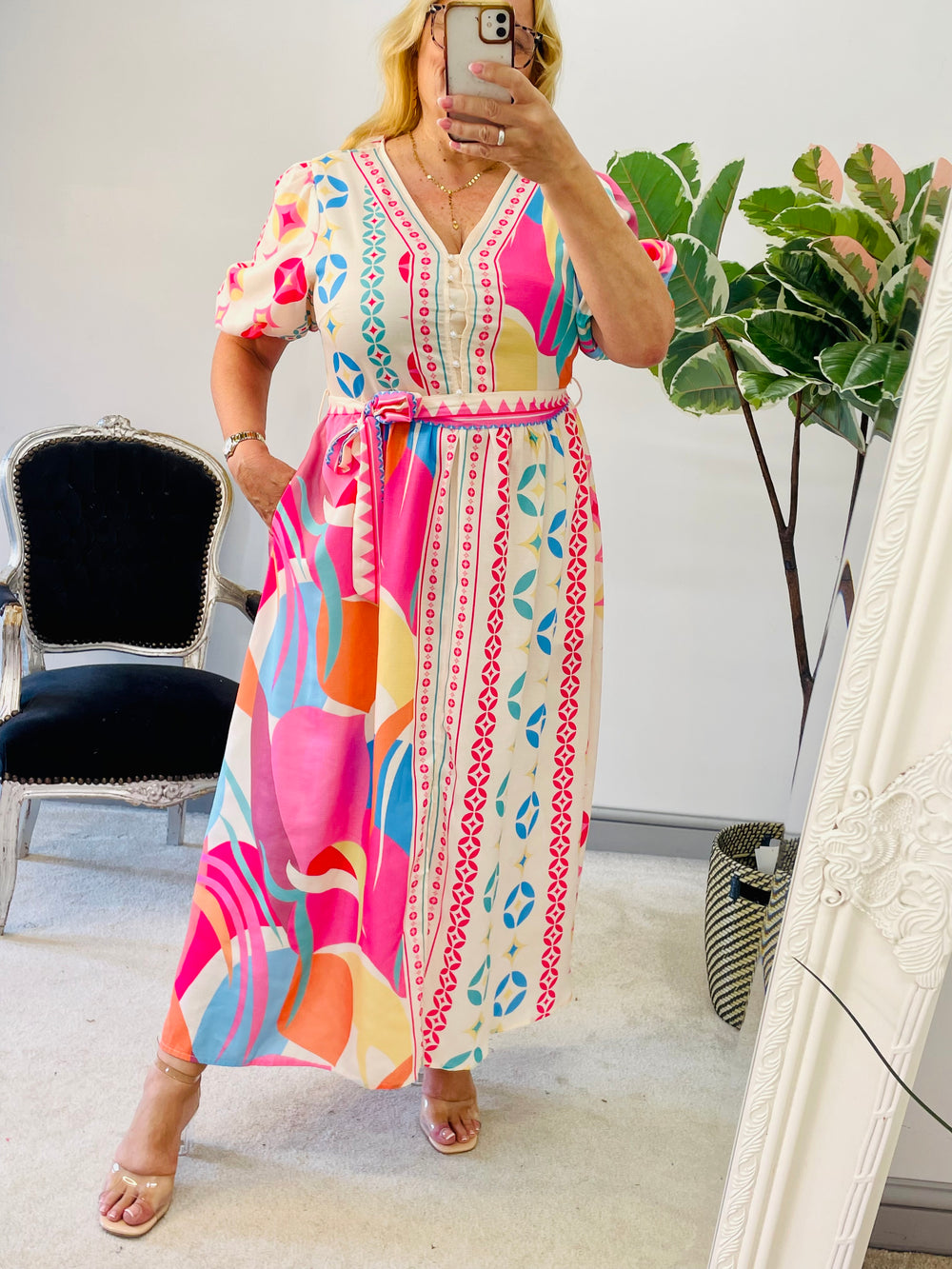 LADIES PINK BLUE SUMMER MAXI HOLIDAY EVENT DRESS
