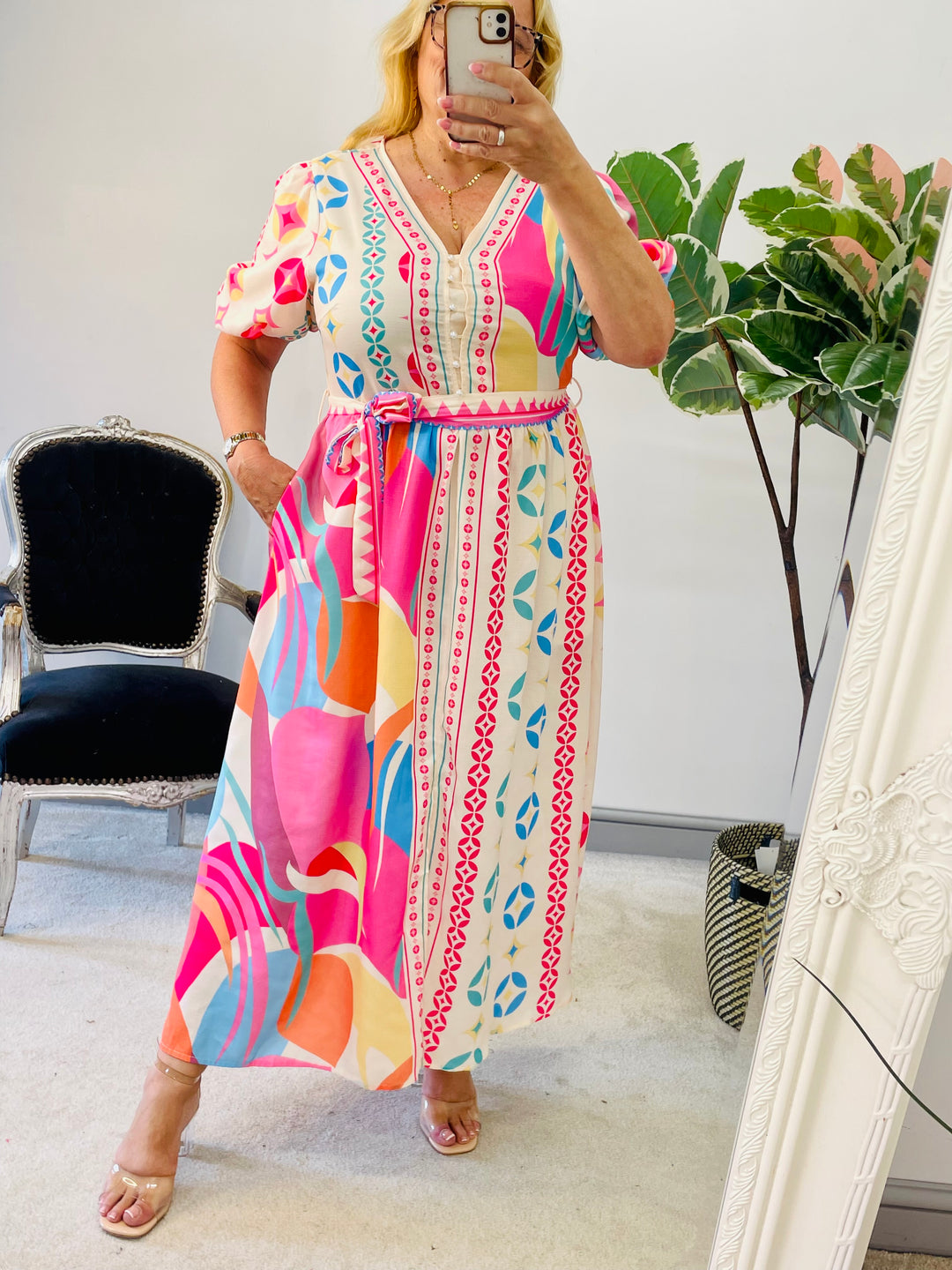 LADIES PINK BLUE SUMMER MAXI HOLIDAY EVENT DRESS
