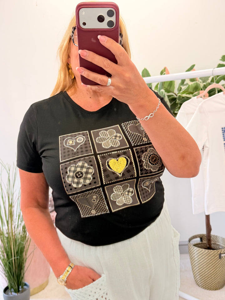Ladies Fashion Summer T Tee Shirt - black & white