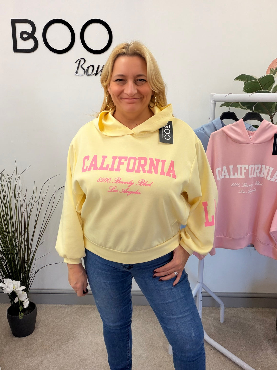 LADIES SCUBA CALIFORNIA SWEATSHIRT TOP - PINK, BLUE & LEMON