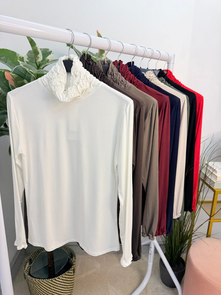Women’s ruffle roll neck basic layering top