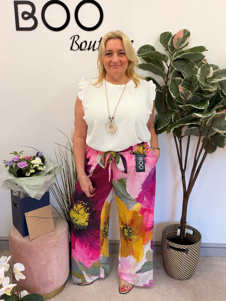 Ladies Fashion Frill Cap Sleeve Top white