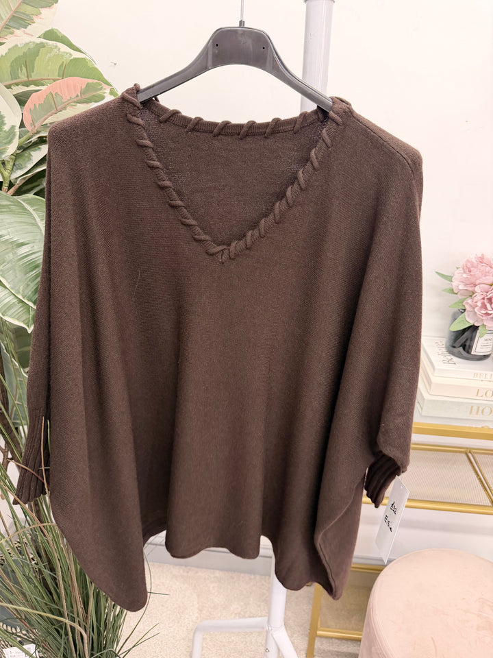 Ladies Fashion Oversize Slouch Jumper - Pink, Black, Beige & Brown