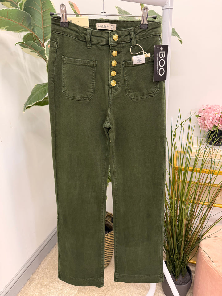 The MADDIE dark khaki wide leg jeans