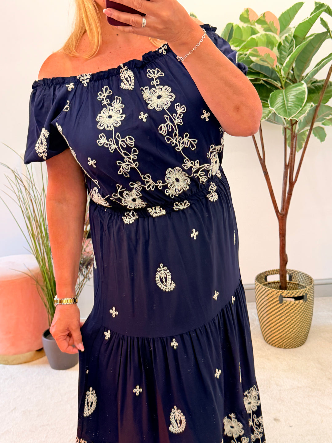 Ladies Fashion Navy Boho Skirt & Top Co Ord Set