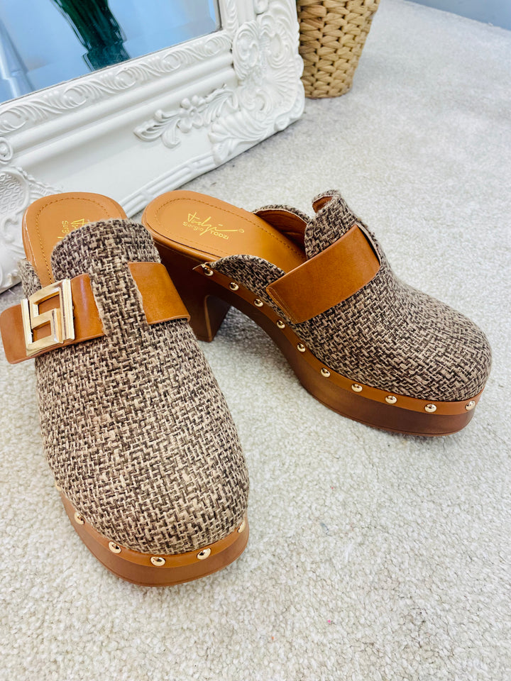 TWEED INSPIRED CLOG SHOES ( JU1588 ) - sizes 3 to 8