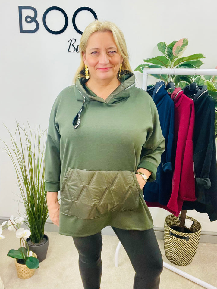 LADIES SCUBA HOODIE TOP - BLACK, NAVY, BURGUNDY, KHAKI