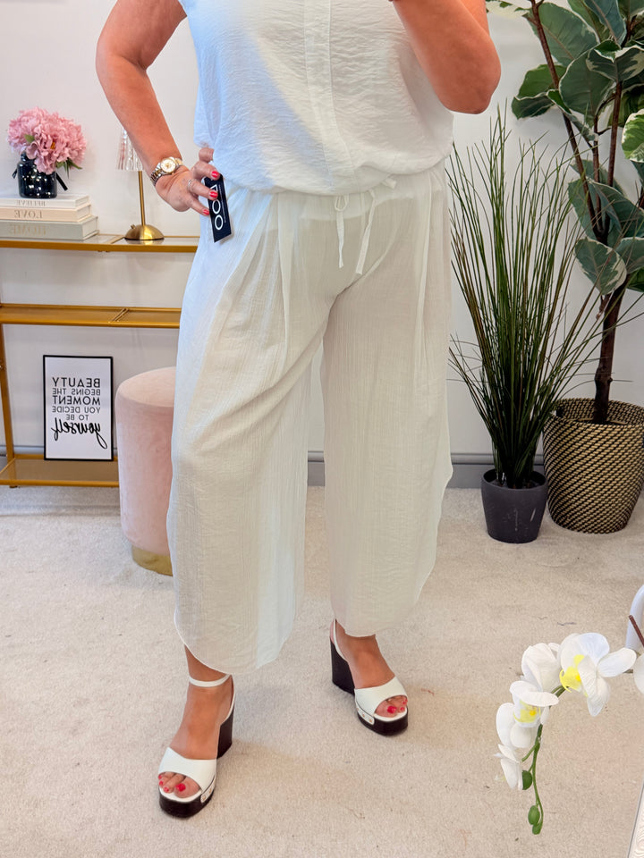 Ladies Loose Fit Harem Trousers - Black, Khaki, White, Brown, Navy & Mocha
